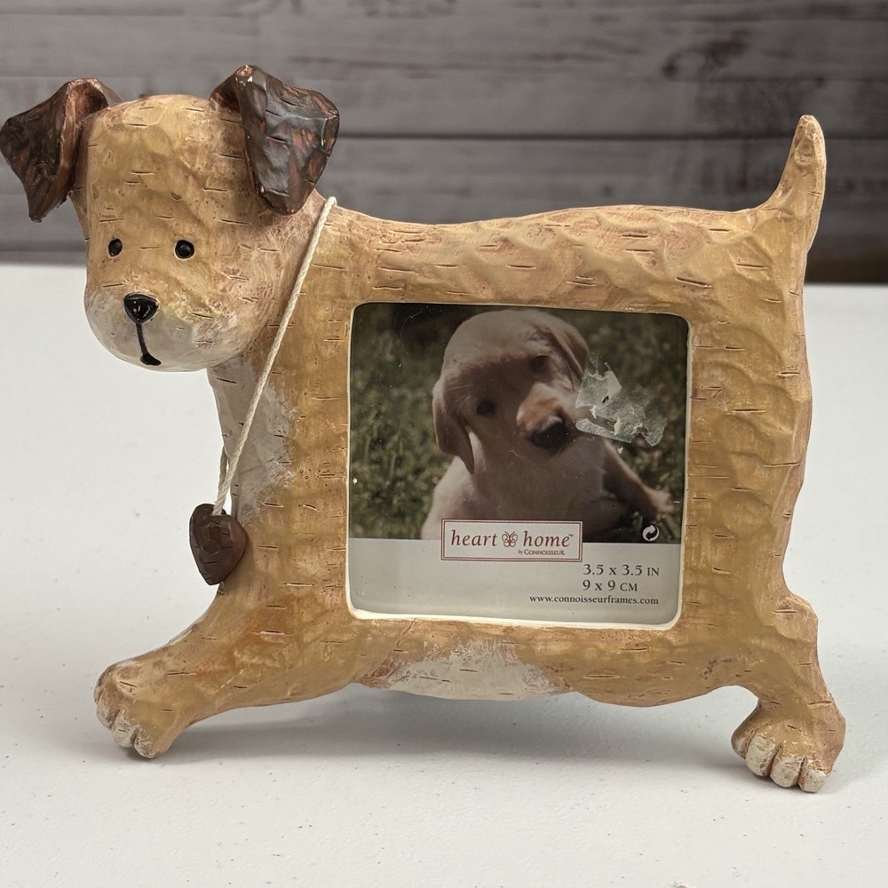 Heart & Home 3D Resin Dog Shaped Photo Picture Frame Heart Collar 3.5x3.5